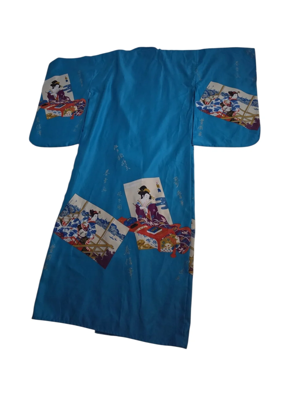 Turquoise Blue Kimono Robe - Picture 6 of 7
